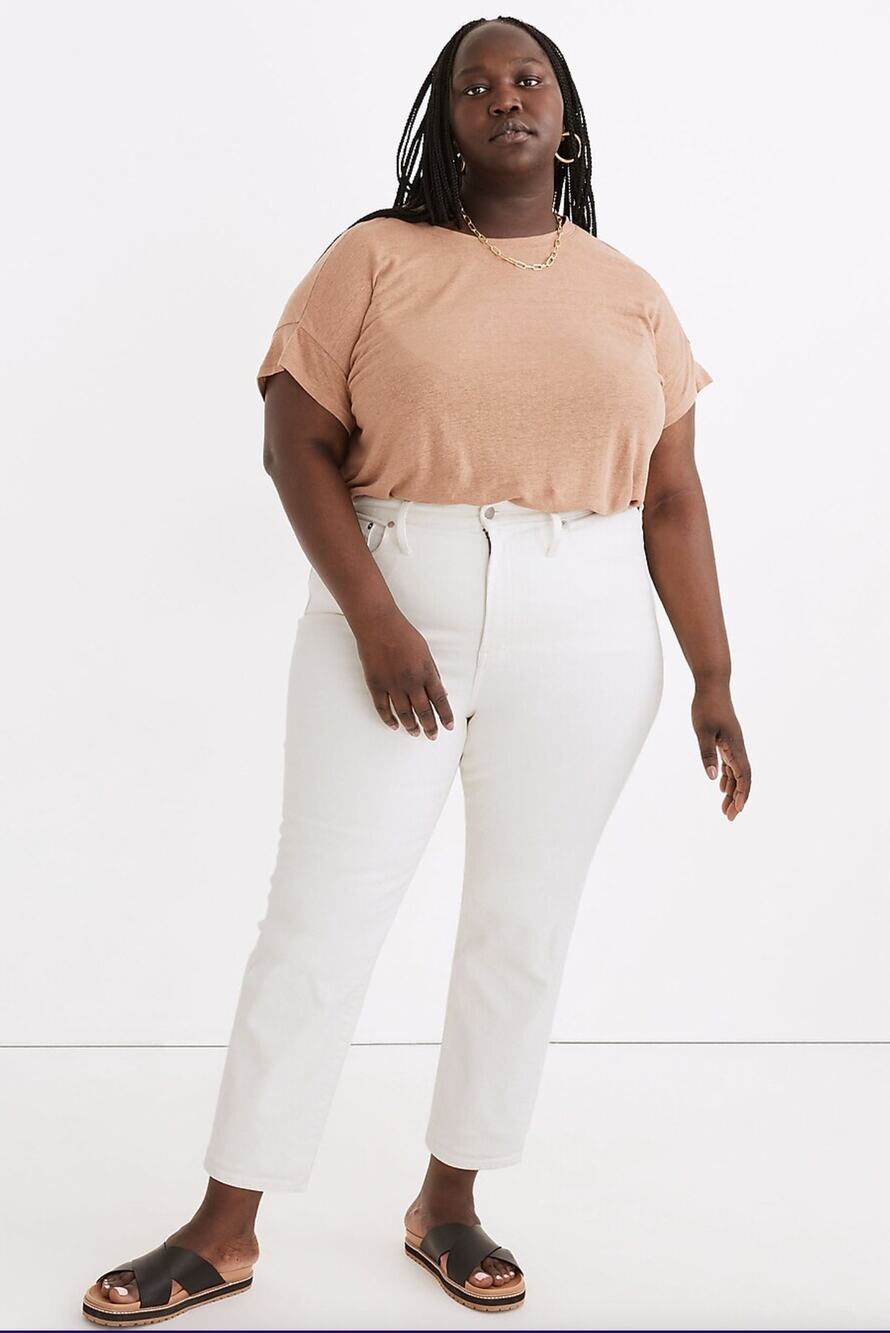 Madewell The High-Rise Slim Boyjean in Tile White Womens Plus Size 20W New